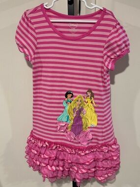 Disney Princess Pink and Striped Tee Dress Ruffle Skirt